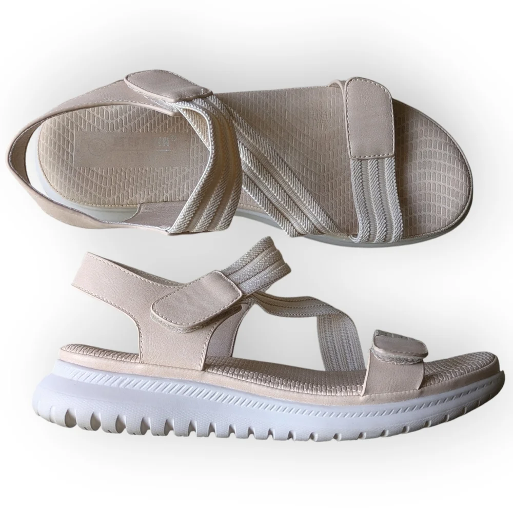 Stefania Italy Beige Adjustable Strap Comfort Walking Sandals Women's 38 US 7.5